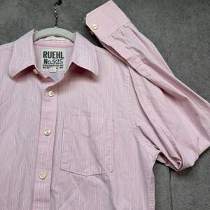 Ruehl No. 925 Pink Striped Button Down Shirt Men's Medium Cotton